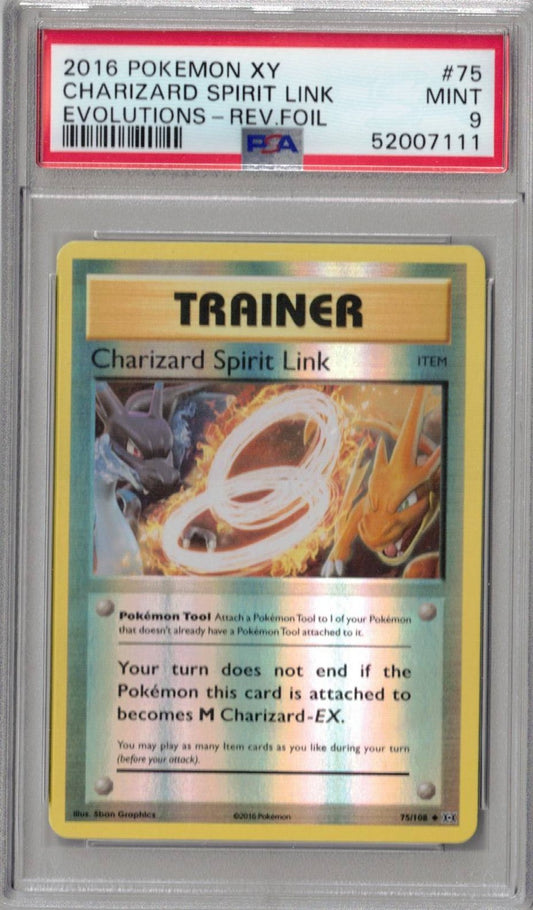 2016 Pokemon Xy Evolutions 75 Charizard Spirit Link-Rev.Foil - PSA 9