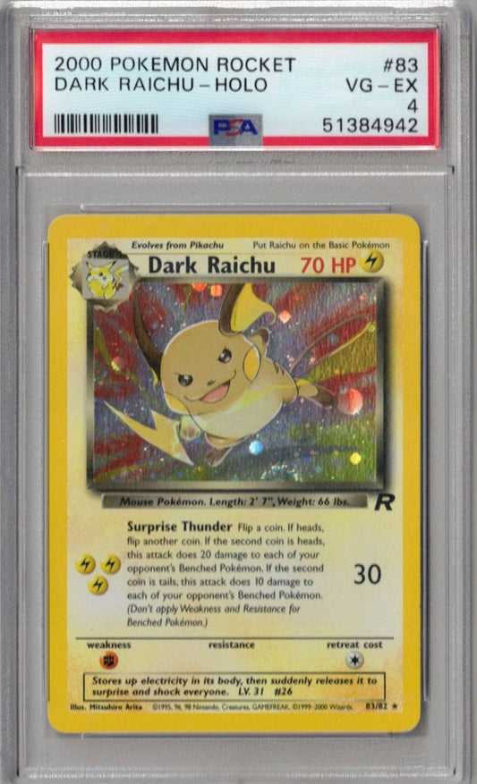 2000 Pokemon Rocket 83 Dark Raichu-Holo - PSA 4