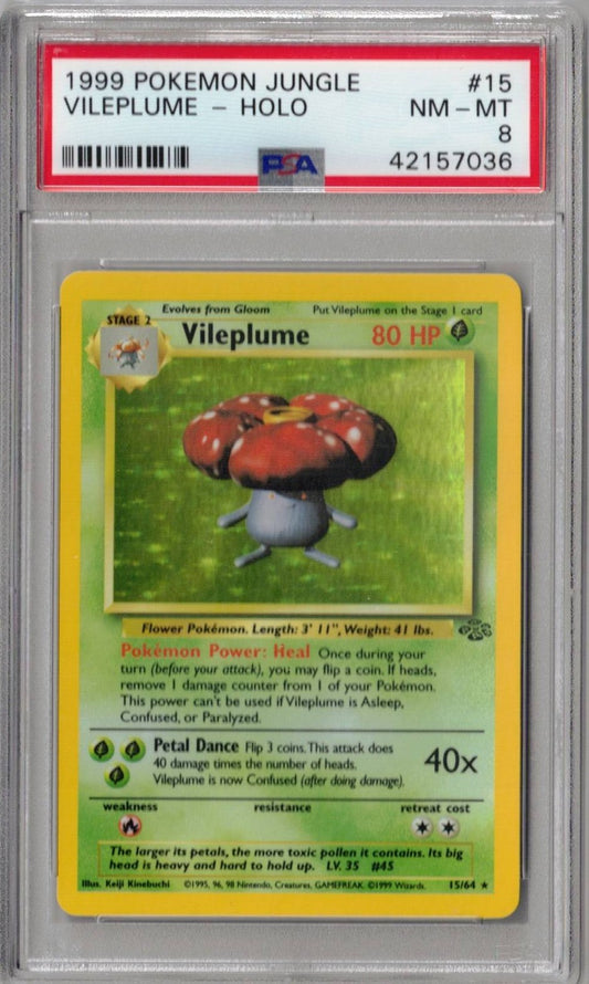 1999 Pokemon Jungle 15 Vileplume-Holo - PSA 8