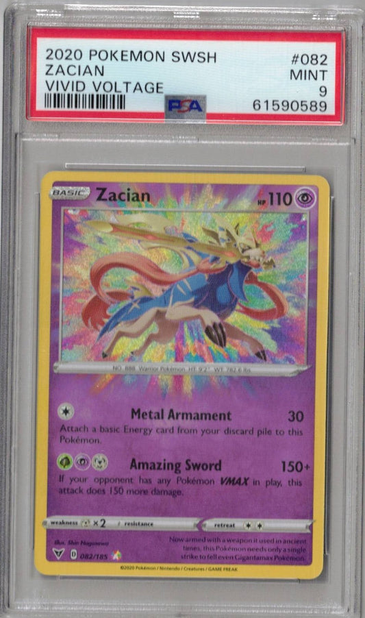 2020 Pokemon Sword & Shield Vivid Voltage 082 Zacian - PSA 9
