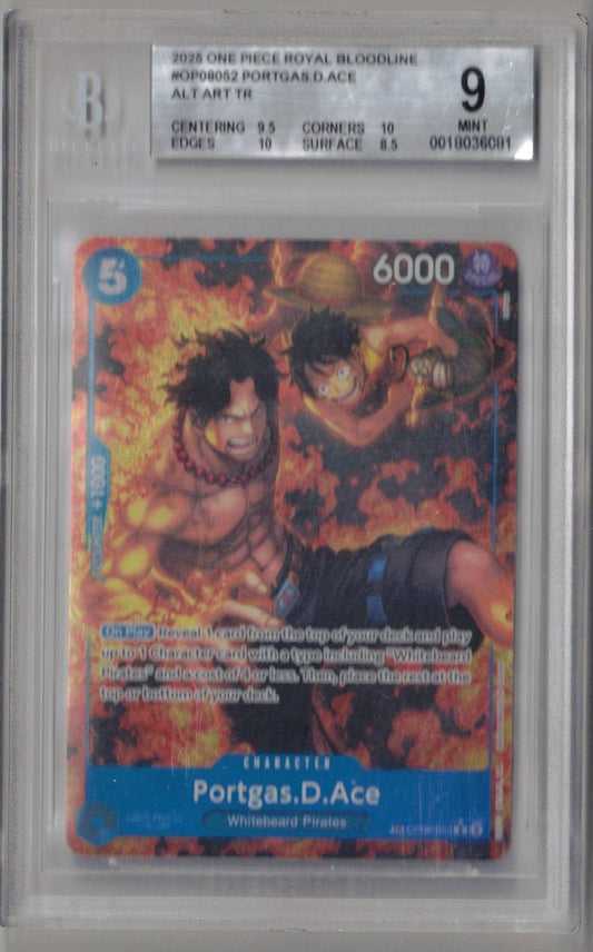 2025 One Piece Royal Bloodline Op08-052 Portgas.D.Ace Alt Art - BGS 9