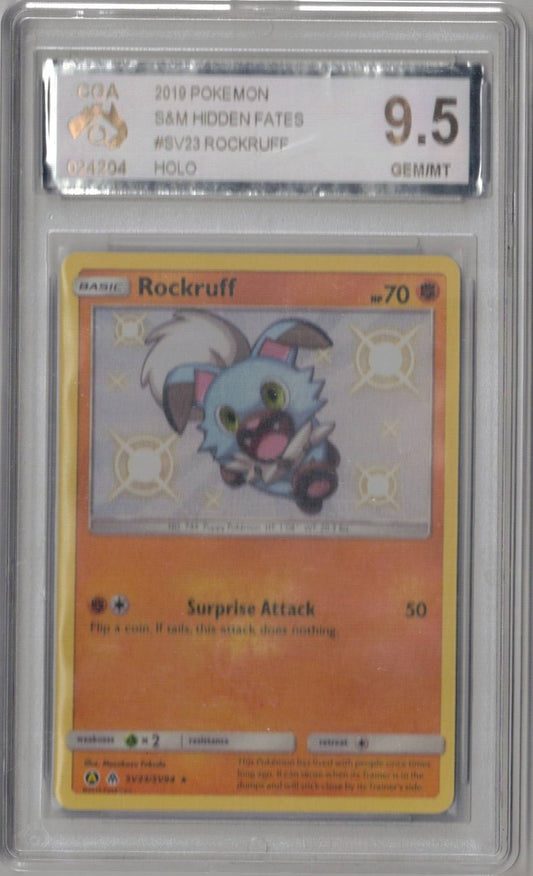 2019 Pokemon S&M Hidden Fates SV23 Rockruff Holo - CGA 9.5