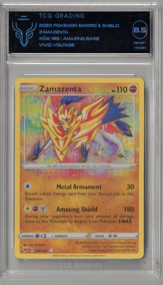 2020 Pokemon Sword & Shield Vivid Voltage Zamazenta Amazing Rare - TCG 8.5