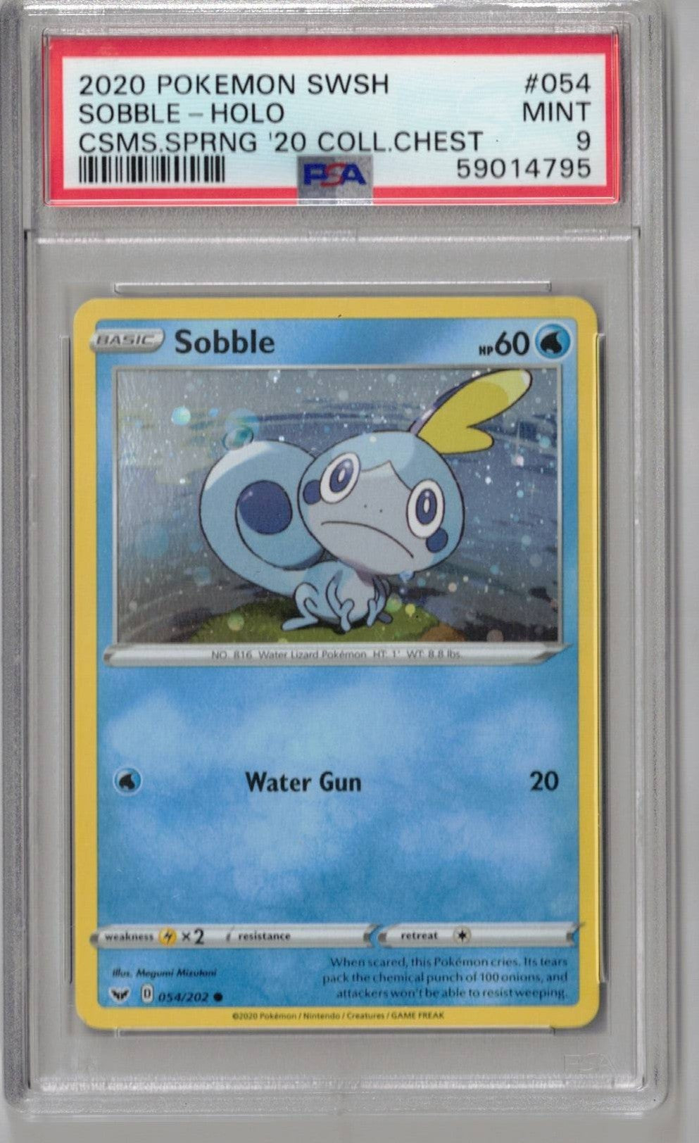 2020 Pokemon Sword & Shield 054 Sobble Holo Csms.Sprng '20 Coll.Chest - PSA 9