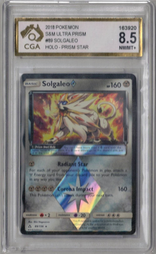 2018 Pokemon S&M Ultra Prism 89 Solgaleo Holo - Prism Star - CGA 8.5