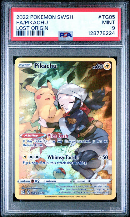 2022 Pokemon Sword & Shield Lost Origin Tg05 Pikachu - PSA 9