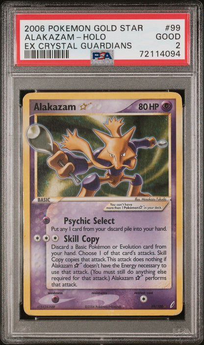 2006 Pokemon Gold Star Crystal Guardians 99 Alakazam Holo