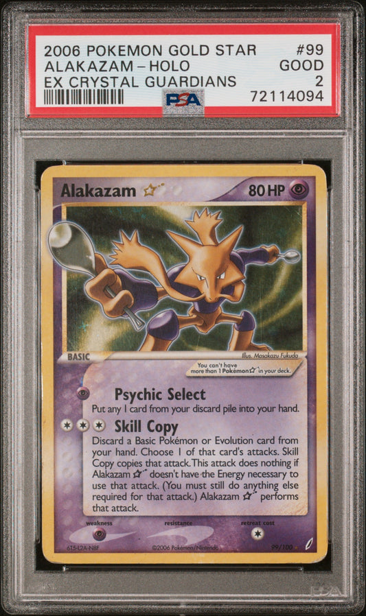 2006 Pokemon Gold Star Crystal Guardians 99 Alakazam Holo