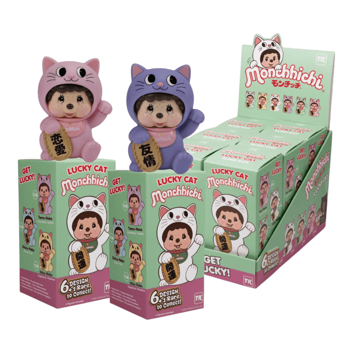 Monchhichi - Lucky Cat Vinyl Blind Box (Display of 6)