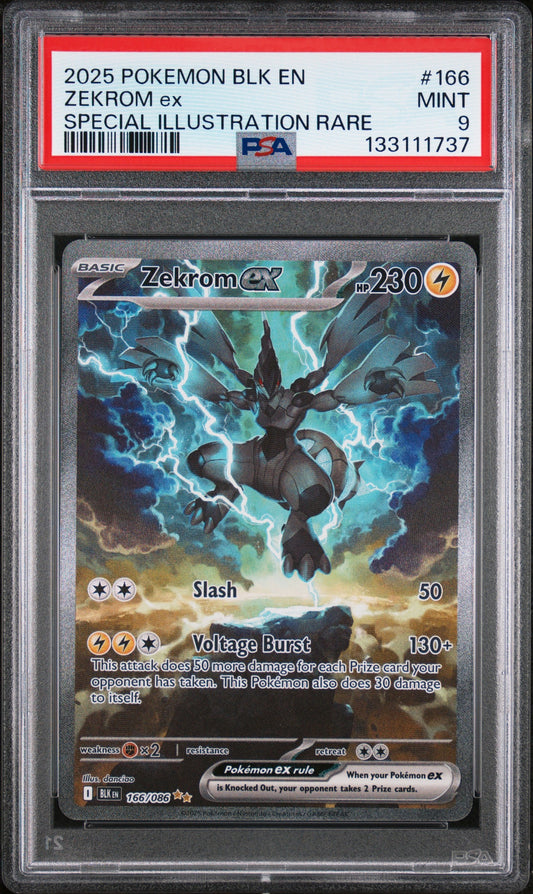 2025 Pokemon Blk En-Black Bolt 166 Zekrom Ex Special Illustration Rare - PSA 9