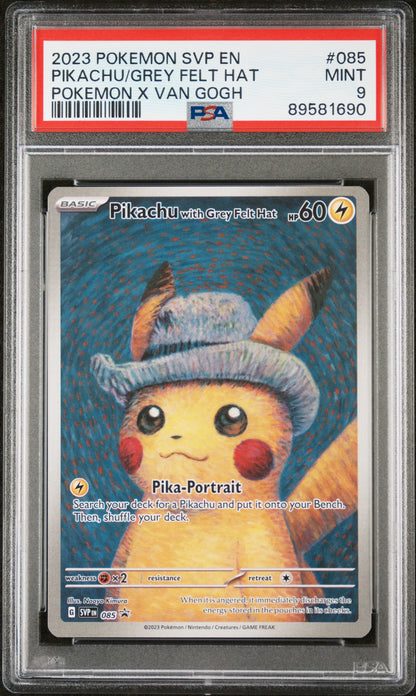 2023 Pokemon Svp En-Sv Black Star Promo 085 Pikachu/Grey Felt Hat Pokemon X Van Gogh - PSA 9