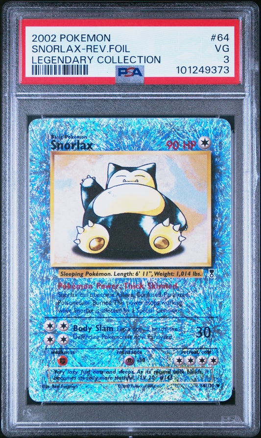 2002 Pokemon Legendary Collection 64 Snorlax-Rev.Foil - PSA 3