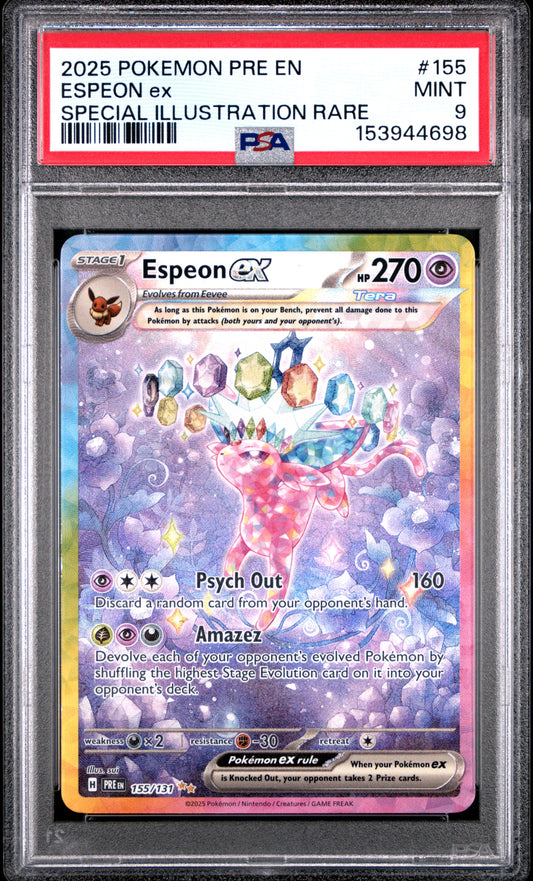 2025 Pokemon Pre En-Prismatic Evolutions 155 Espeon Ex Special Illustration Rare - PSA 9