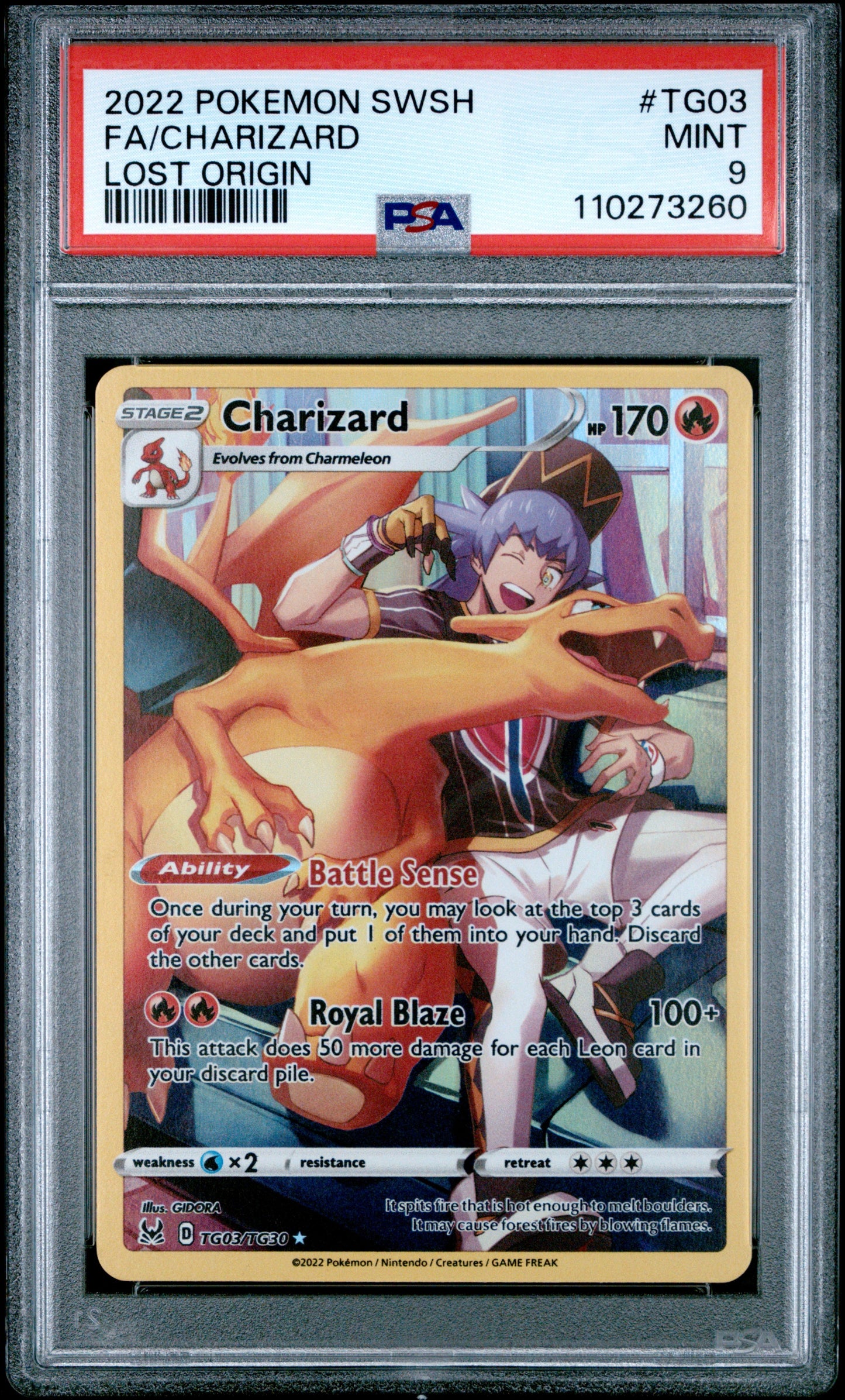 2022 Pokemon Sword & Shield Lost Origin Tg03 Fa/Charizard Lost Origin - PSA 9