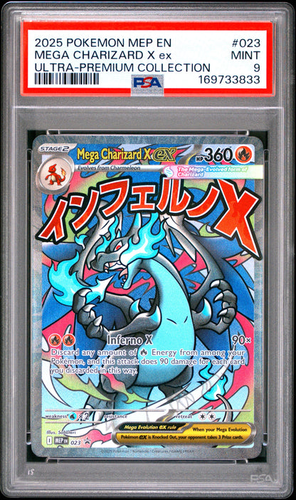 2025 Pokemon Mep En-Me Black Star Promo 023 Mega Charizard X Ex Ultra-Premium Collection - PSA 9