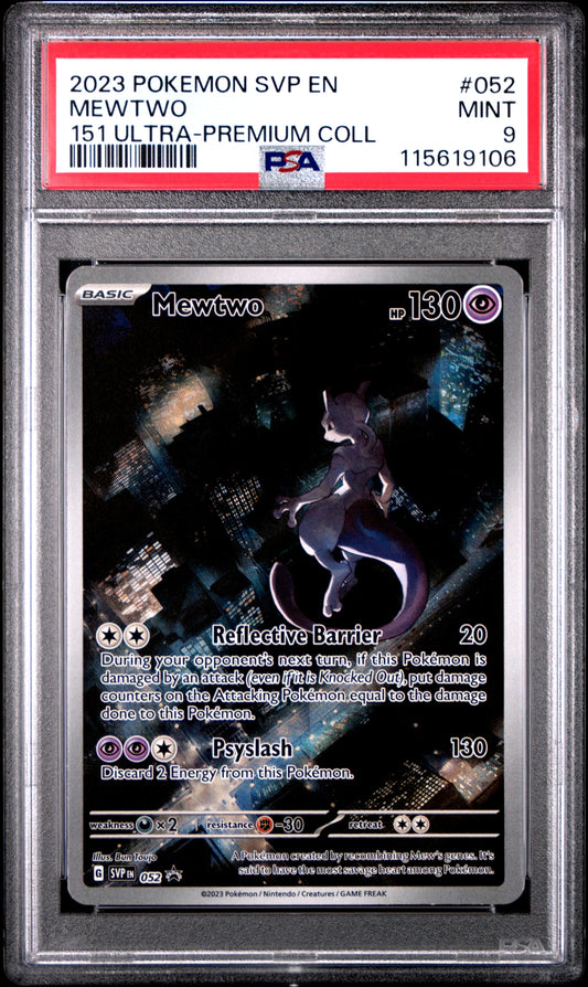 2023 Pokemon Svp En-Sv Black Star Promo 052 Mewtwo 151 Ultra-Premium Coll - PSA 9