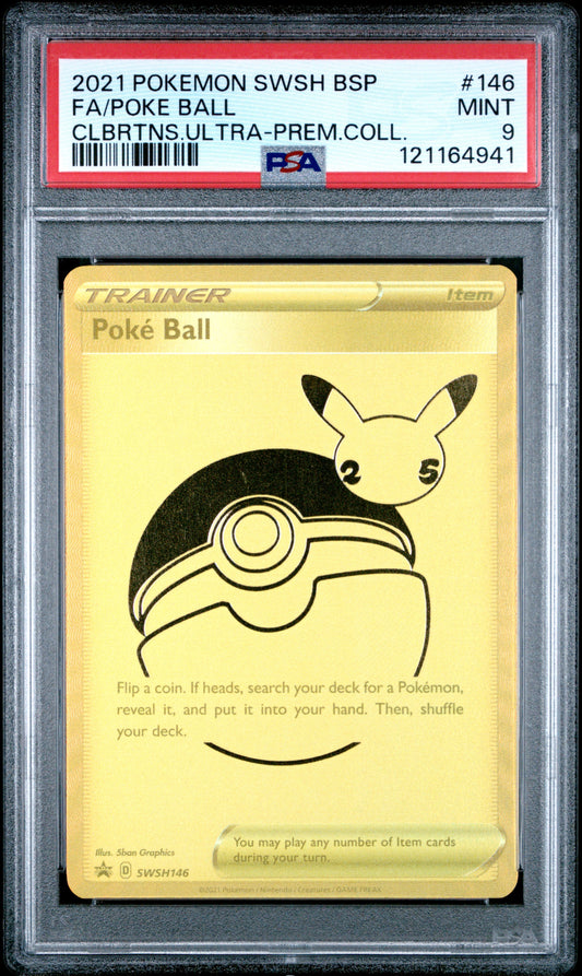 2021 Pokemon Swsh Black Star Promo 146 Poke Ball Clbrtns.Ultra-Prem.Coll. - PSA 9