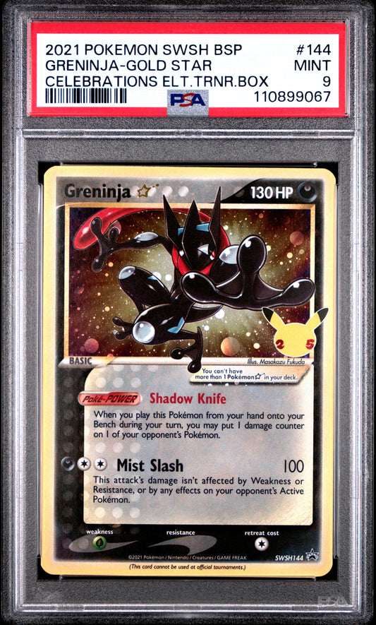 2021 Pokemon Swsh - Greninja - Black Star Promo - 144 - Celebrations Elt.Trnr.Box - PSA 9