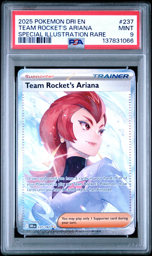 2025 Pokemon Dri En-Destined Rivals 237 Team Rocket's Ariana Special Illustration Rare - PSA 9