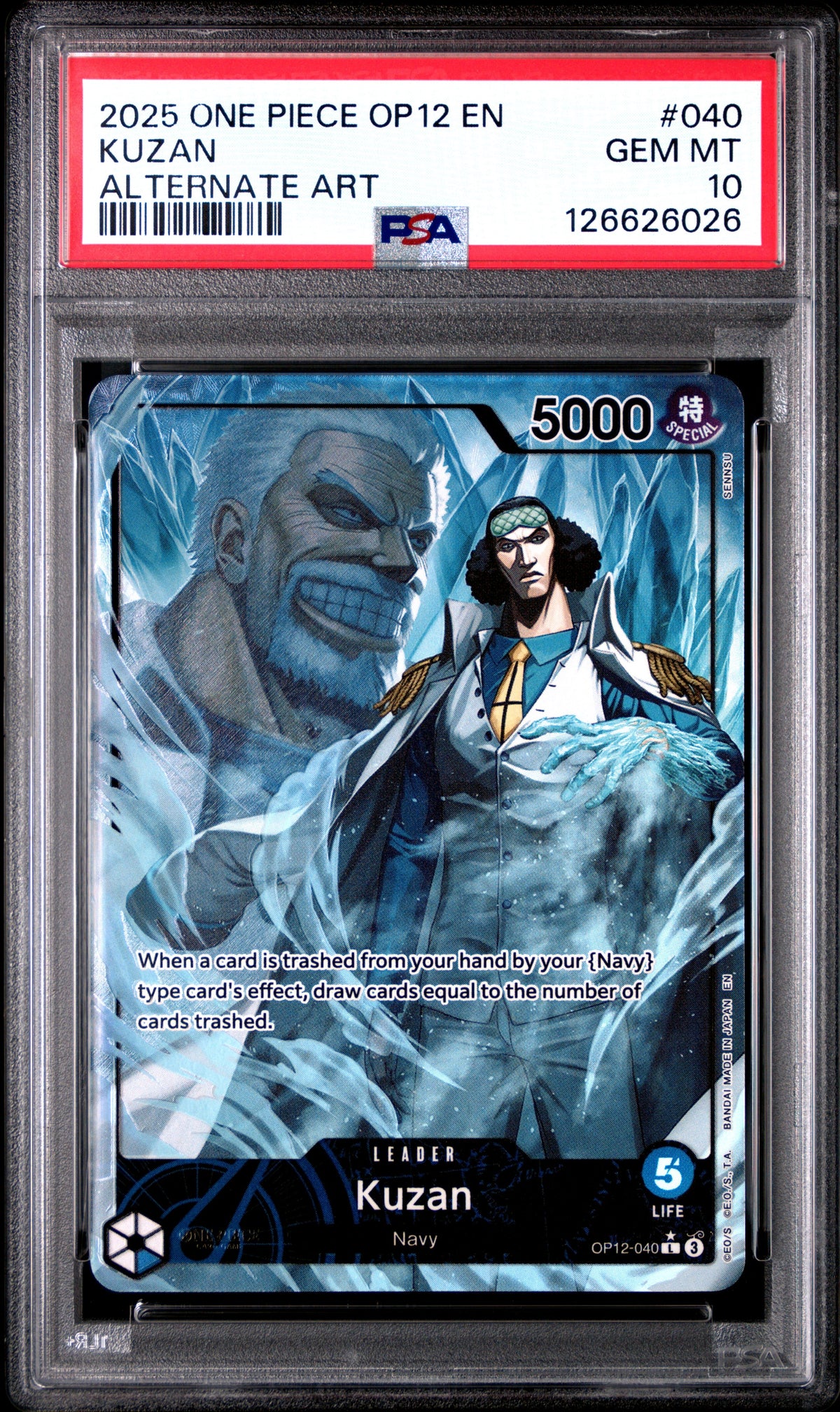 2025 One Piece Op12-Legacy Of The Master 040 Kuzan Alternate Art - PSA 10