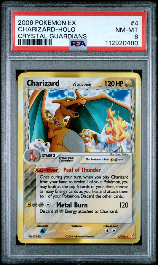 2006 Pokemon Ex Crystal Guardians 4 Charizard-Holo Crystal Guardians - PSA 8