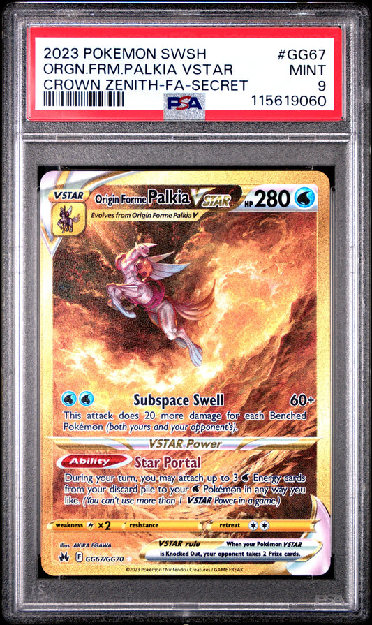 2023 Pokemon Sword And Shield Crown Zenith Gg68 Origin Forme Dialga VSTAR (Secret) - PSA 9