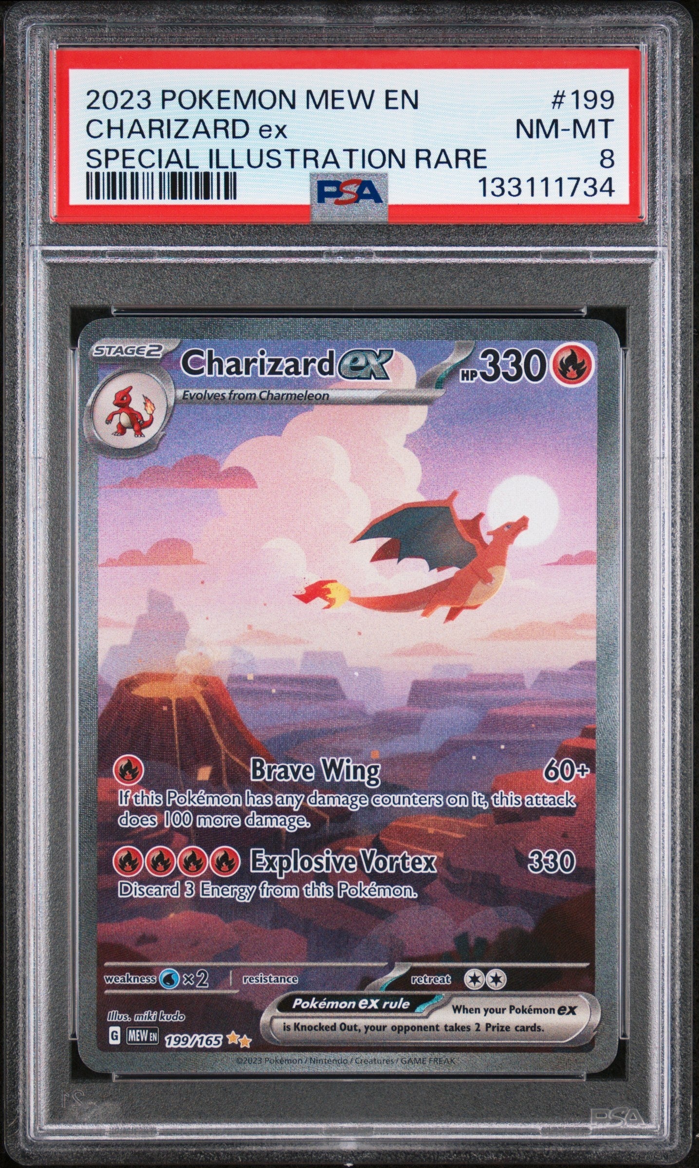 2023 Pokemon Mew En-151 199 Charizard Ex Special Illustration Rare - PSA 8