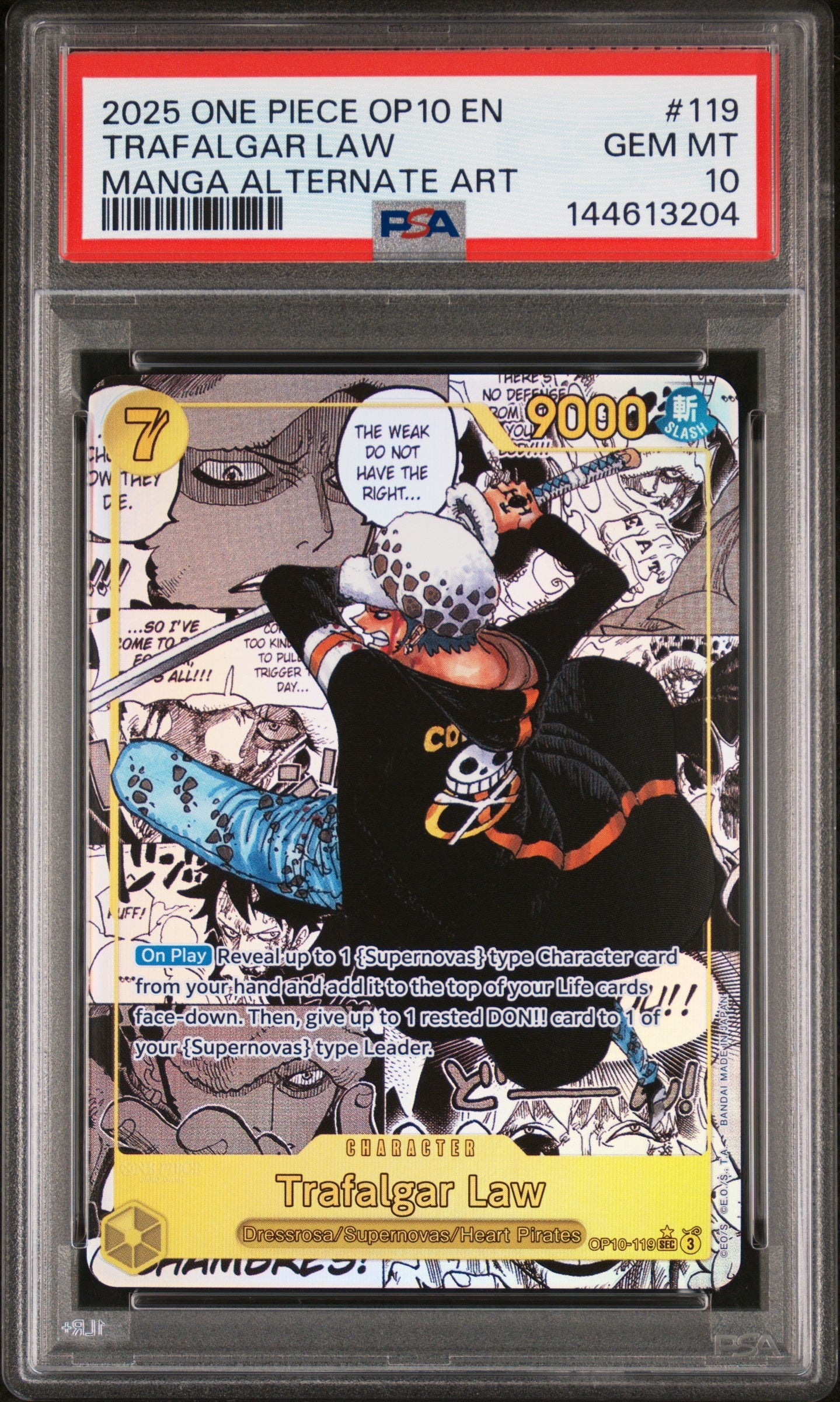 2025 One Piece Op10-Royal Blood 119 Trafalgar Law Manga Alternate Art - PSA 10