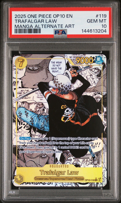 2025 One Piece Op10-Royal Blood 119 Trafalgar Law Manga Alternate Art - PSA 10