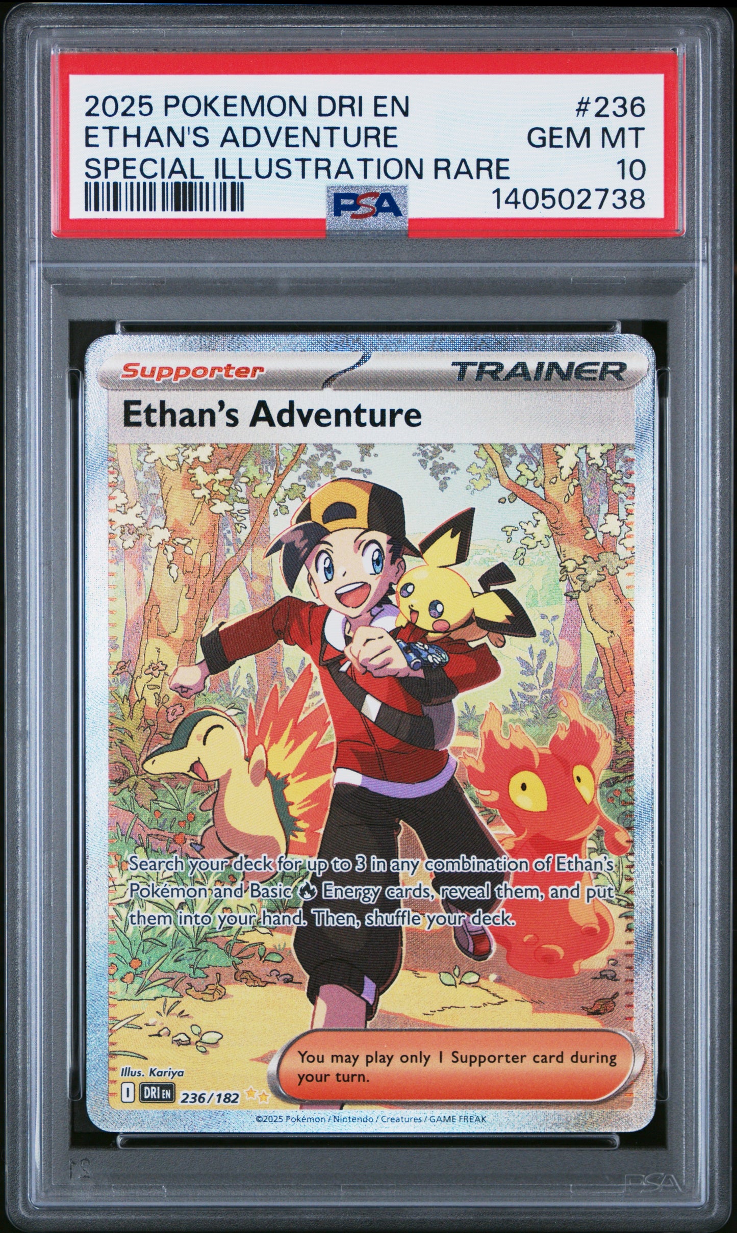 2025 Pokemon Dri En-Destined Rivals 236 Ethan's Adventure Special Illustration Rare - PSA 10