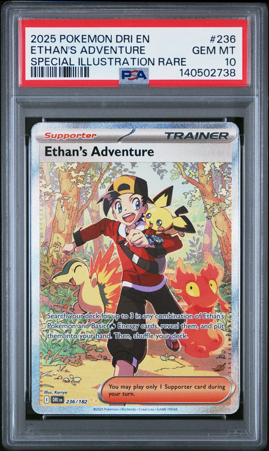 2025 Pokemon Dri En-Destined Rivals 236 Ethan's Adventure Special Illustration Rare - PSA 10