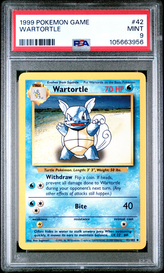 1999 Pokemon Game 42 Wartortle - PSA 9