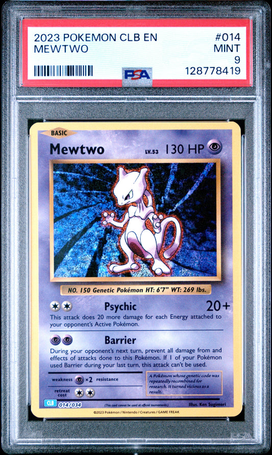 2023 Pokemon Clb-Trading Card Game Classic Blastoise & Suicune Ex Deck 014 Mewtwo - PSA 9