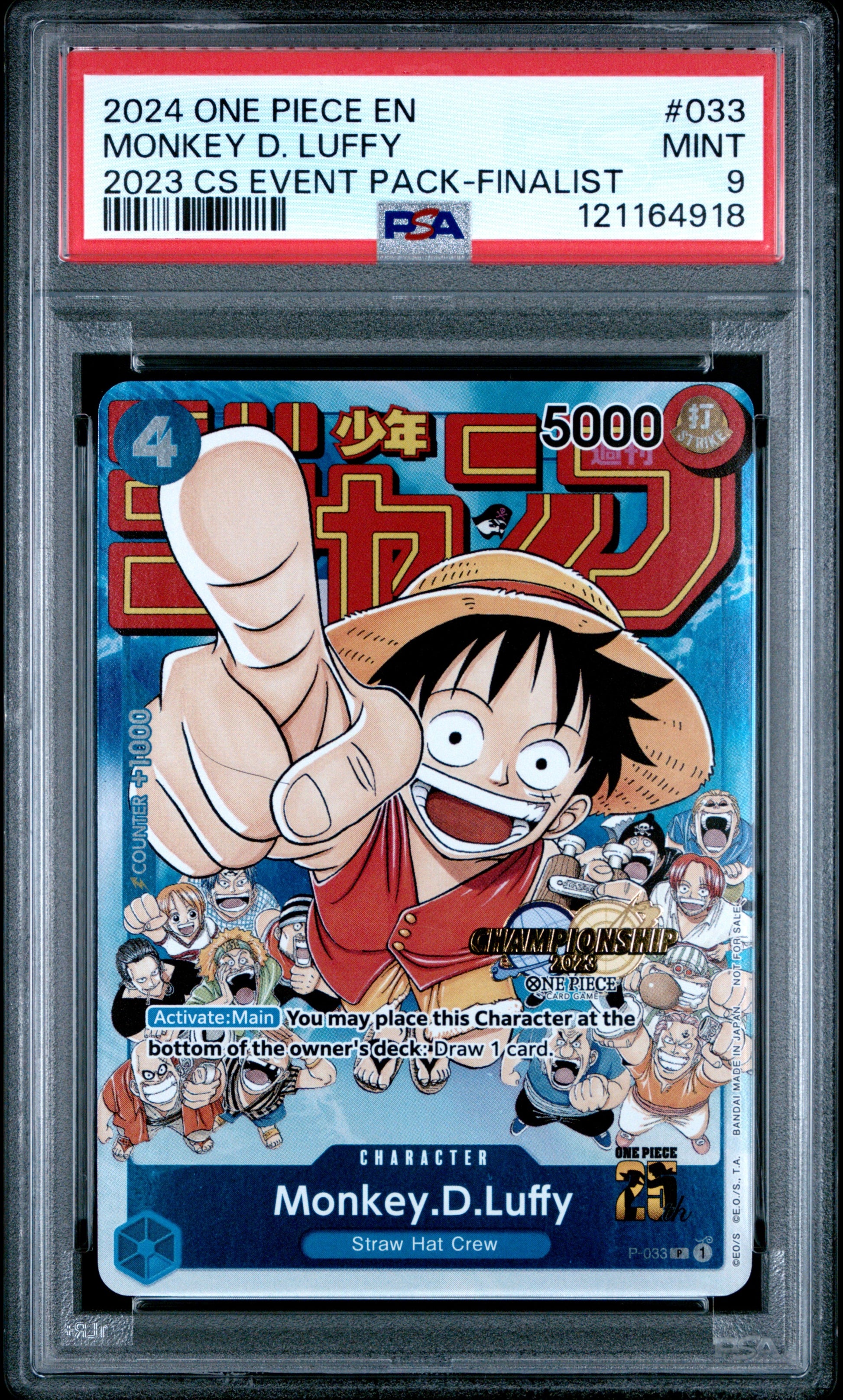 2024 One Piece Championship 2023 Event Pack 033 Monkey D. Luffy 2023 Cs Event Pack-Finalist - PSA 9