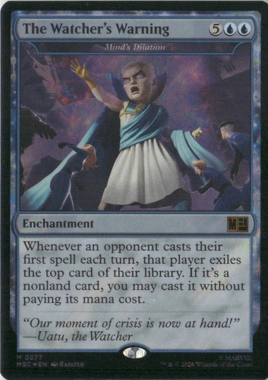 Scan Image | The Watcher's Warning - Mind's Dilation (Surge Foil) - Commander: Marvel Super Heroes | [8D428CCD]