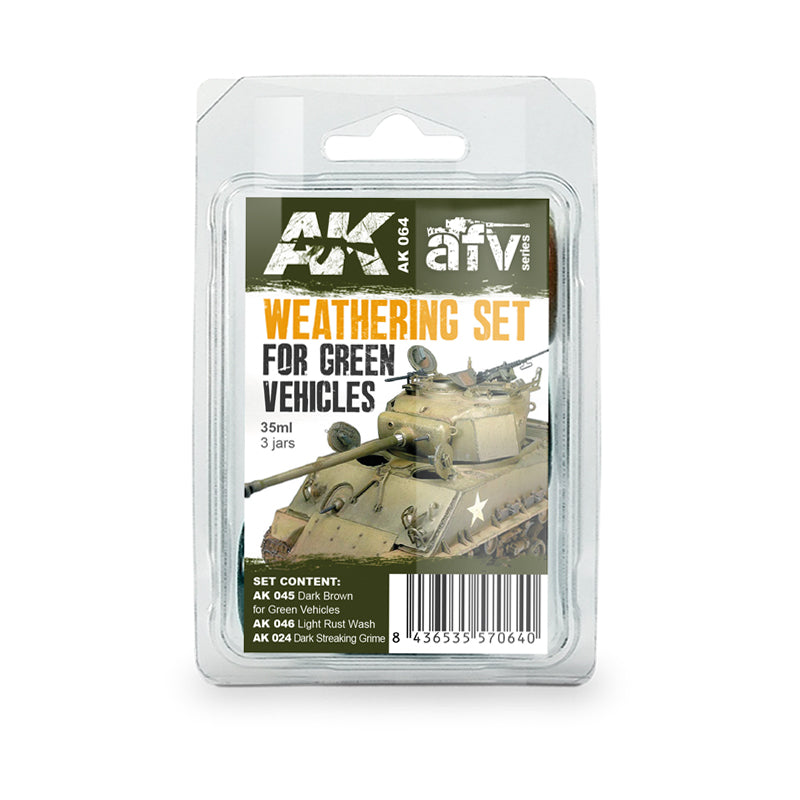 Ak Interactive - Weathering Sets  - Green Vehicles Weathering Set