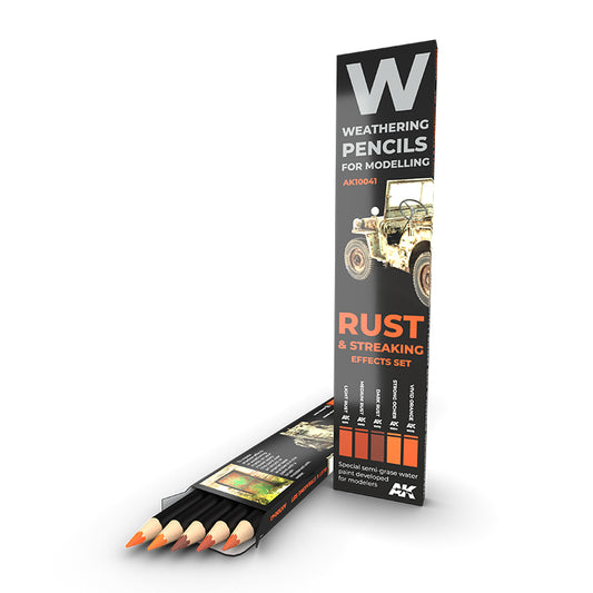 Ak Interactive - Weathering Pencils Sets - Watercolor Pencil Set Rust And Streaking