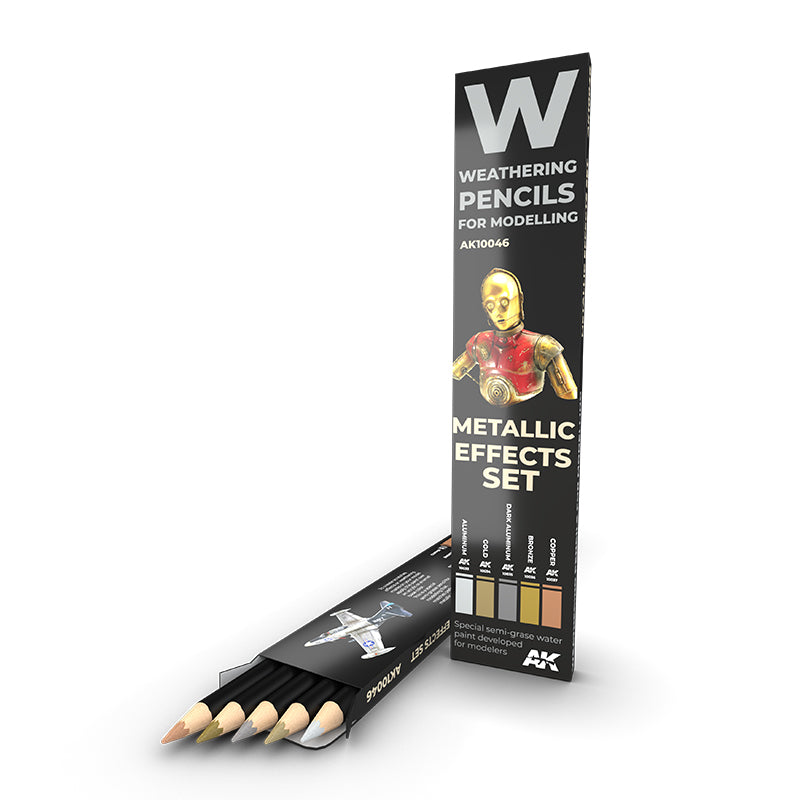 Ak Interactive - Weathering Pencils Sets - Watercolor Pencil Set Metallics