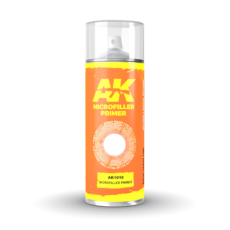 Ak Interactive - Sprays  - Microfiller Primer - Spray 150ml (Includes 2 Nozzles)