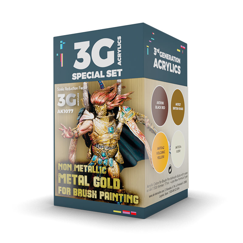 Ak Interactive - 3 Gen Acrylics - Wargame Color Set. Non Metallic Metal Gold (W. B.)