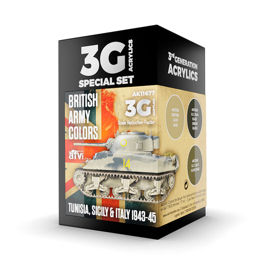 Ak Interactive - 3 Gen Acrylics - British Army Colors Tunisia. Sicily & Italy 1943-45