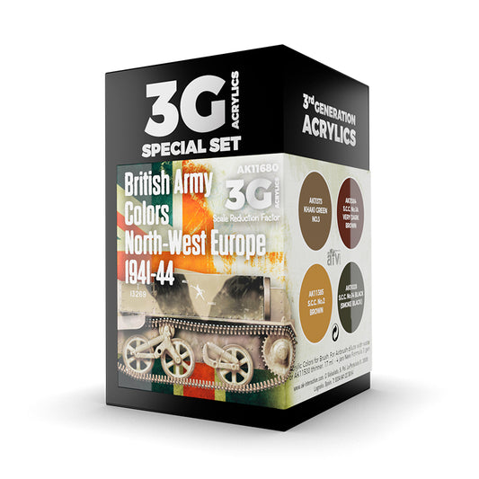 Ak Interactive - 3 Gen Acrylics - British Army Colors Europe 1941-44
