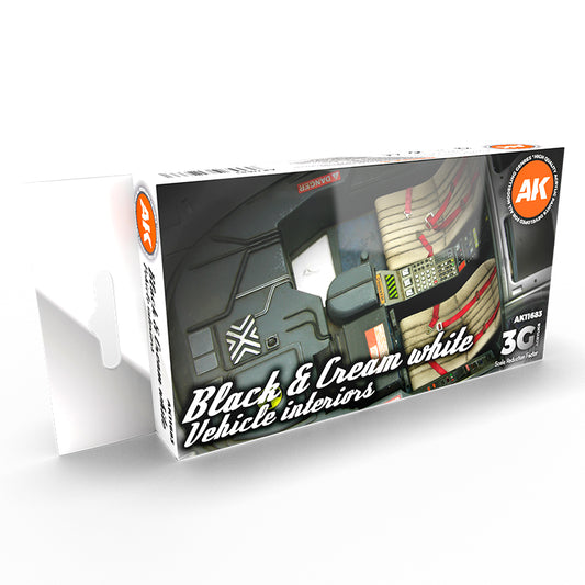 Ak Interactive - 3 Gen Acrylics - Black Interior And Cream White