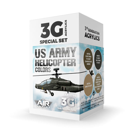 Ak Interactive - 3 Gen Acrylics - Us Army Helicopter Colors Set