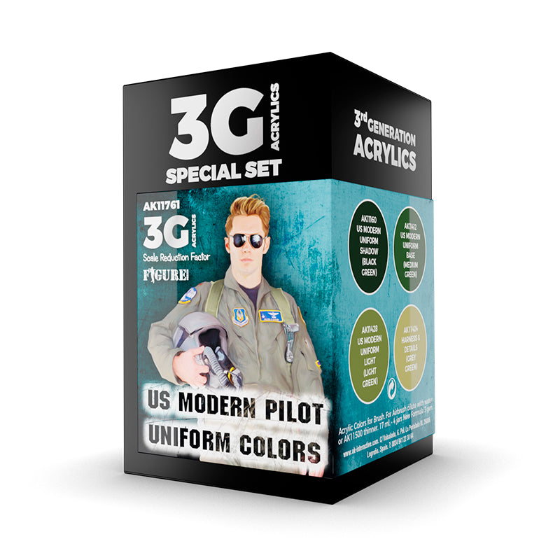 Ak Interactive - 3 Gen Acrylics - Us Modern Pilot Uniform Colors