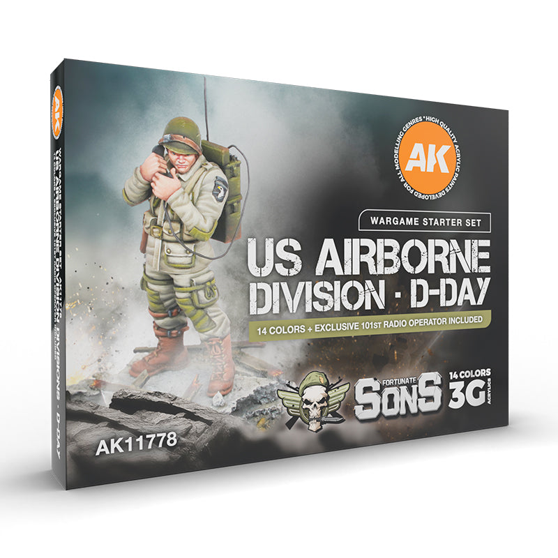 Ak Interactive - 3 Gen Acrylics - Us Airborne Division D-Day. Wargame Starter Set