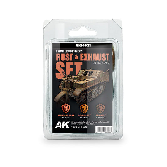 Ak Interactive - Pigments  - Rust & Exhaust Set - Liquid Pigment