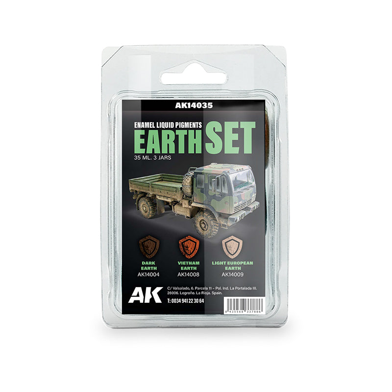 Ak Interactive - Pigments  - Earth Set - Liquid Pigment  (3 Ref)