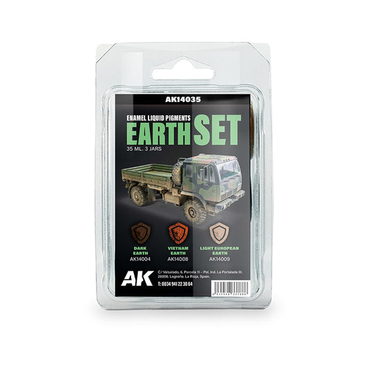 Ak Interactive - Pigments  - Earth Set - Liquid Pigment  (3 Ref)