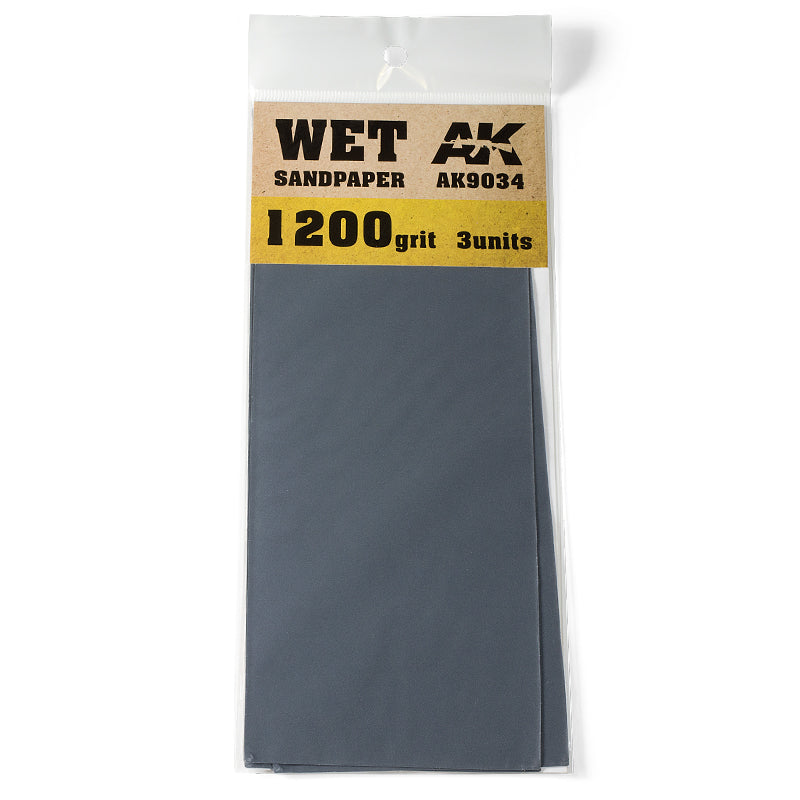 Ak Interactive - Tools  - Wet Sandpaper 1200 grit. 3 Units